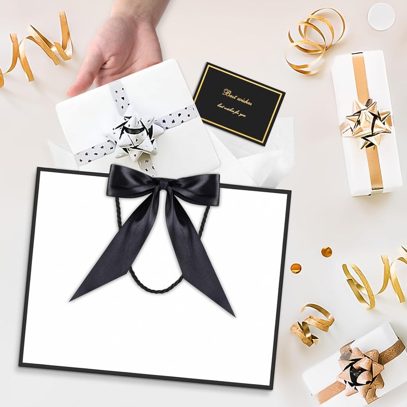JMANNI Gift Bag, Medium Gift Bags with Tissue Paper, 2Pcs Gift Bags Medium Size with Handle and Bow Ribbon for Any Birthday, Weddings, Mothers Day & Special Occasion 11''x7.87''x4'' (Black-White) - Image 5